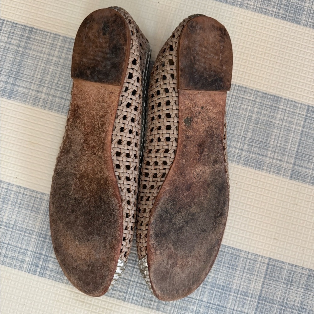 Tory Burch Silver and Tan Woven Flats - Picture 3 of 3